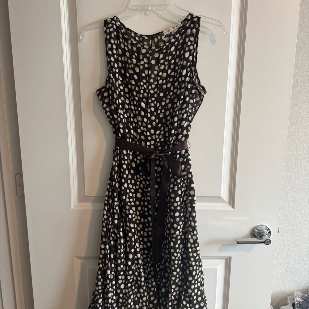 Sandra Darren Brown and Green A-Line Midi Dress